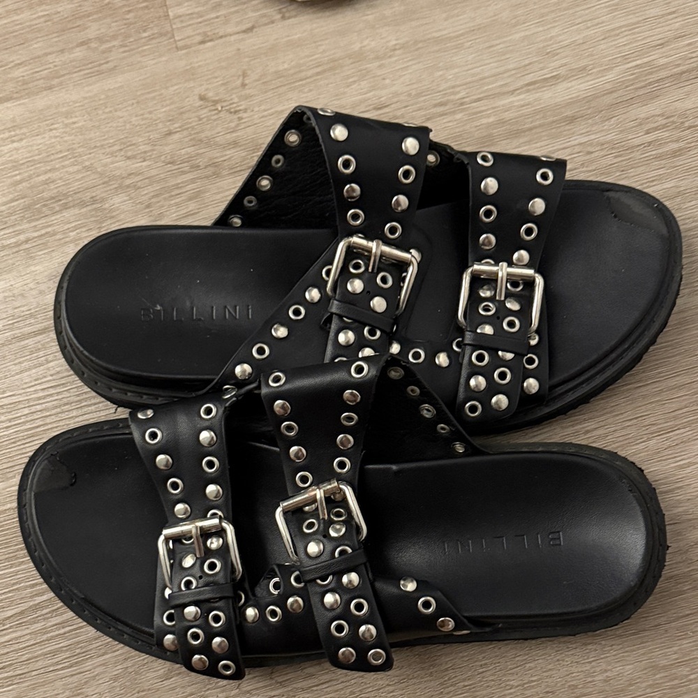 Billini Black Studded Buckle Sandals